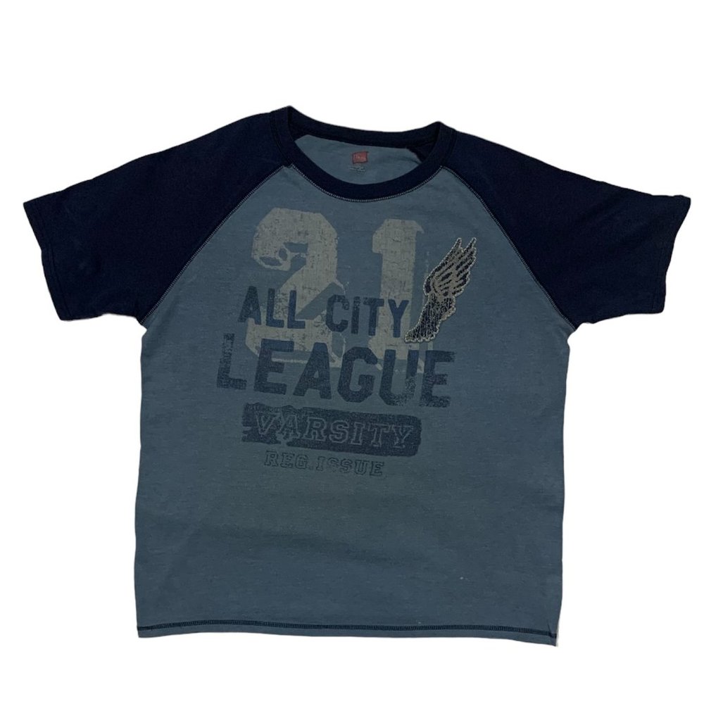 Hanes Men Blue Washed Athletic Tee Small